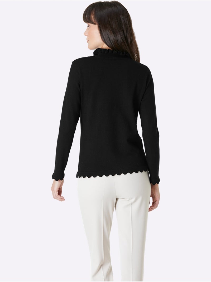 Pull à col montant ultra-doux avec modal - taille standard - helline Noir - Kiabi