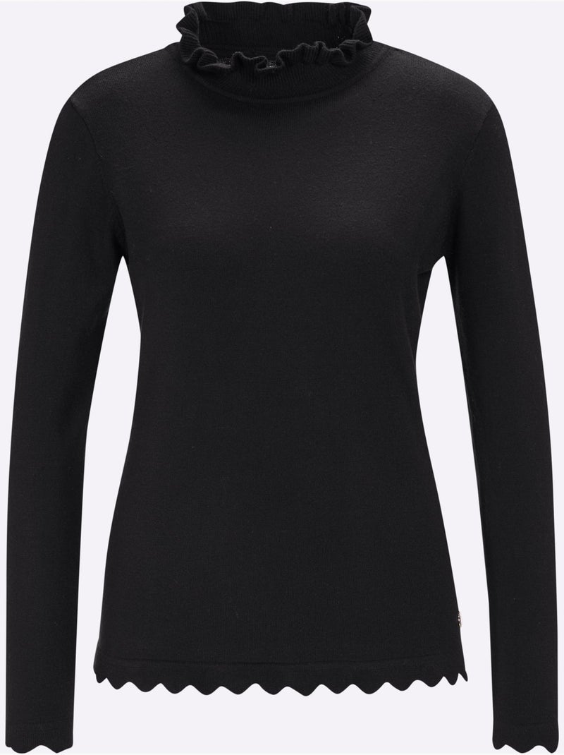 Pull à col montant ultra-doux avec modal - taille standard - helline Noir - Kiabi