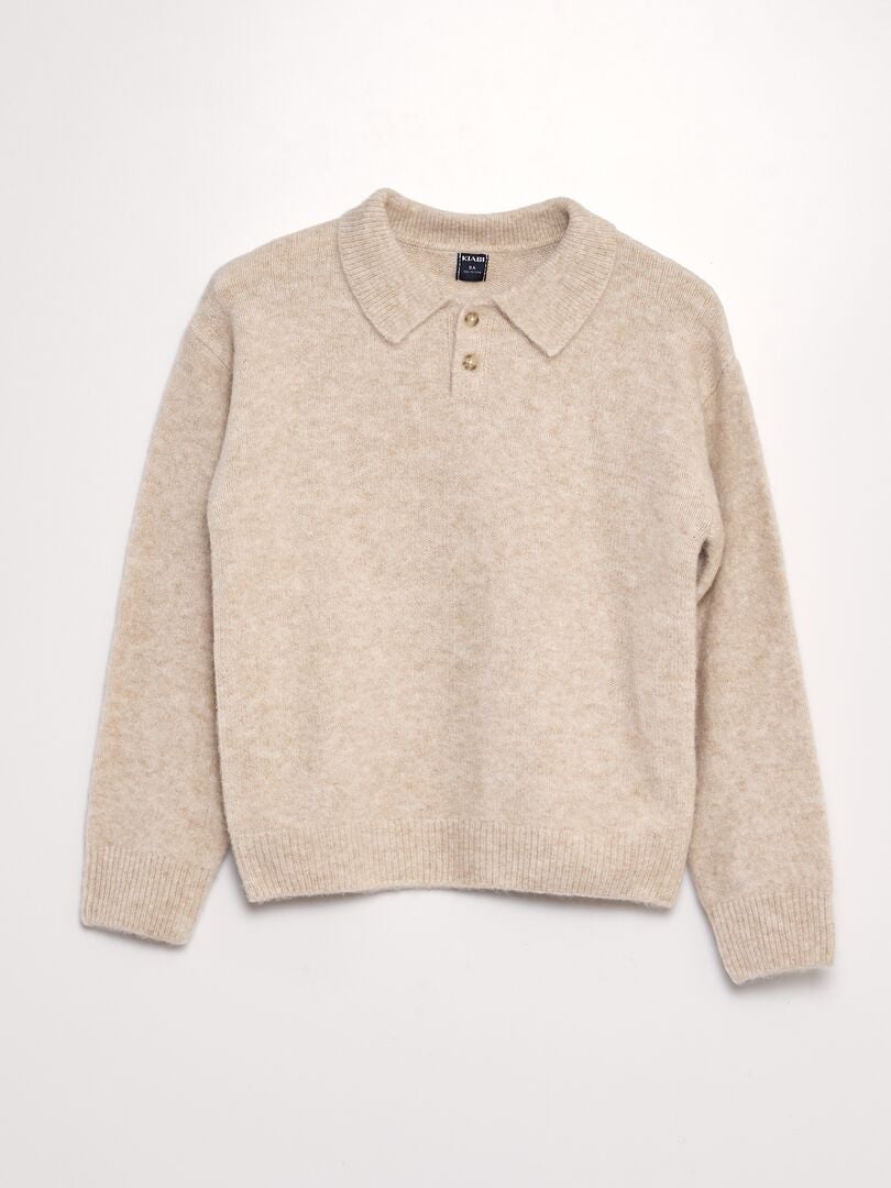 Pull à col polo Beige - Kiabi