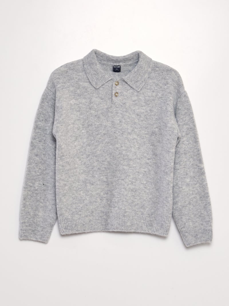 Pull à col polo Gris - Kiabi
