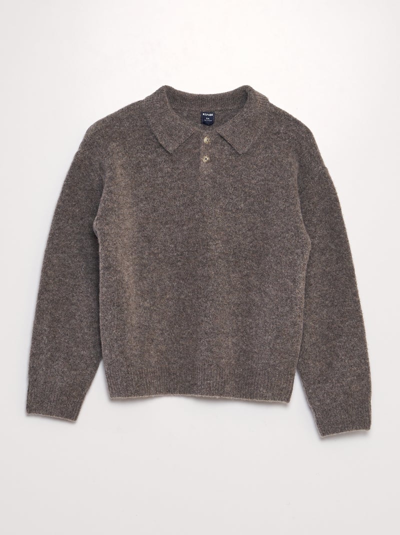 Pull à col polo Marron - Kiabi