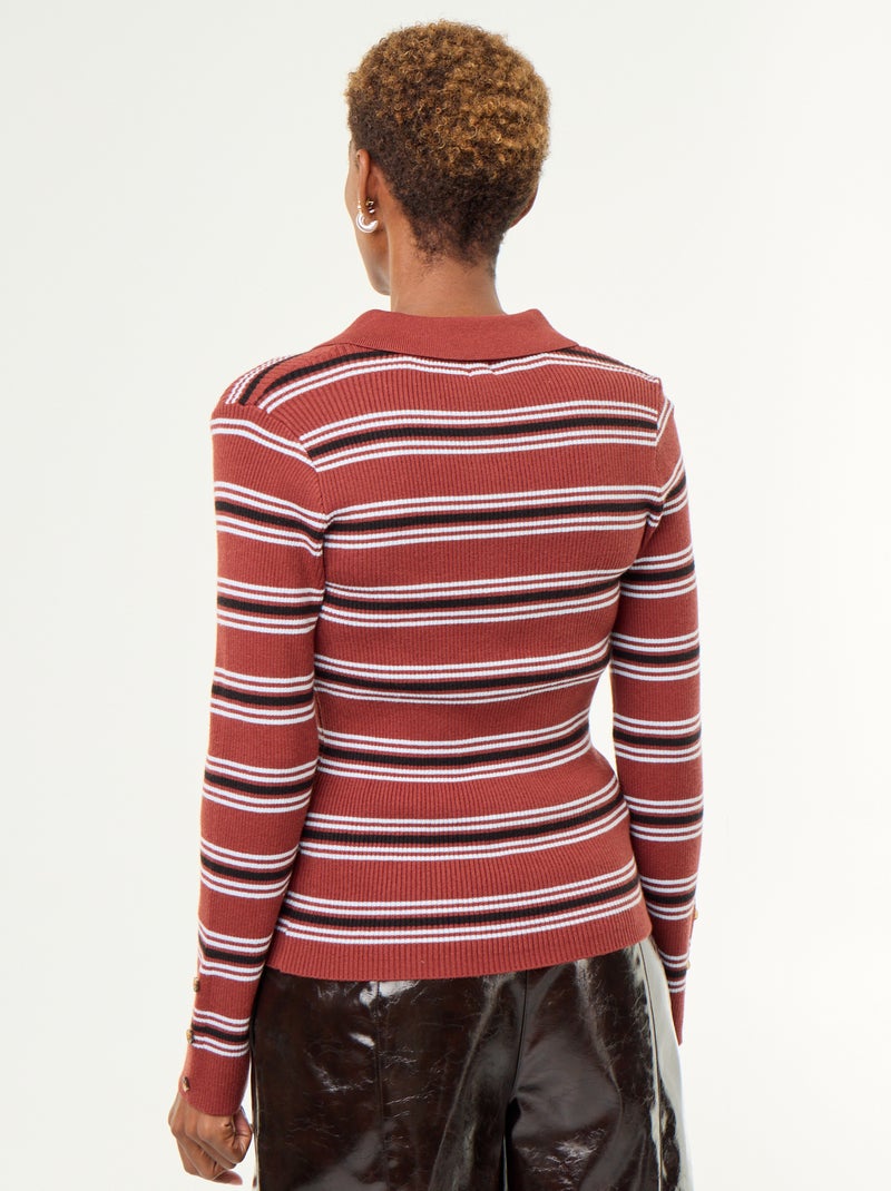 Pull à col polo Marron - Kiabi