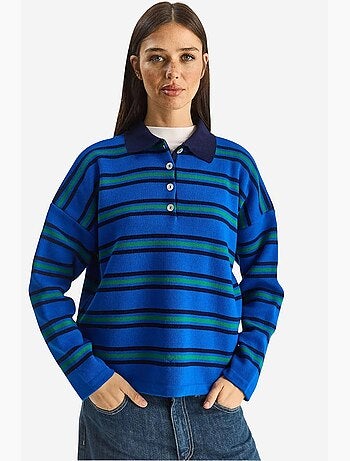 Pull à col polo rayé lucci