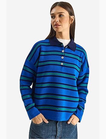 Pull à col polo rayé lucci