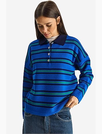 Pull à col polo rayé lucci