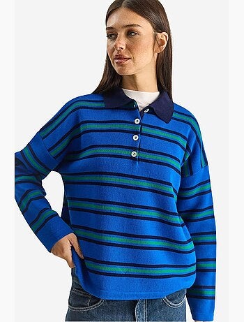 Pull à col polo rayé lucci