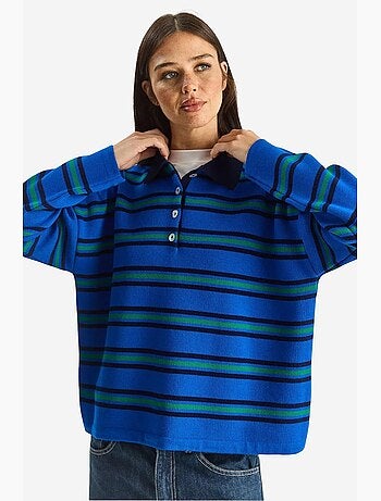 Pull à col polo rayé lucci