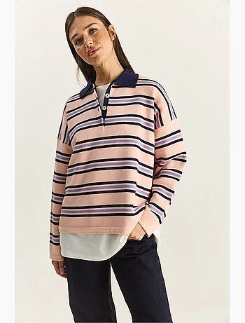 Pull à col polo rayé lucci