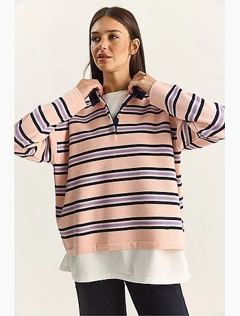Pull à col polo rayé lucci
