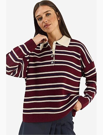 Pull à col polo rayé lucci