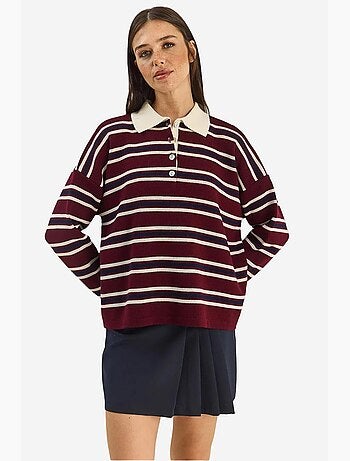 Pull à col polo rayé lucci