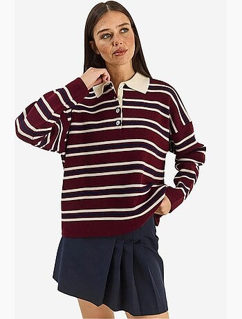 Pull à col polo rayé lucci