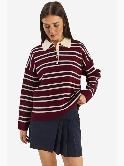 Pull à col polo rayé lucci - Kiabi
