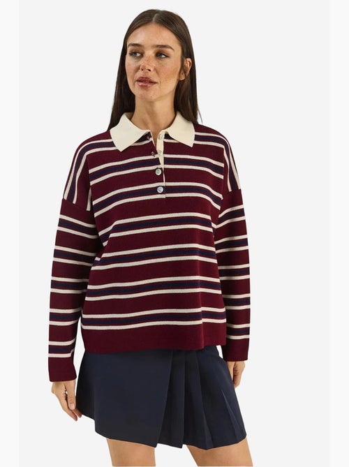 Pull à col polo rayé lucci - Kiabi