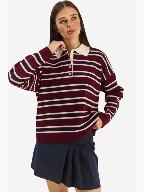 Pull à col polo rayé lucci - Kiabi