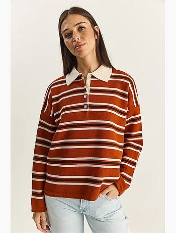 Pull à col polo rayé lucci