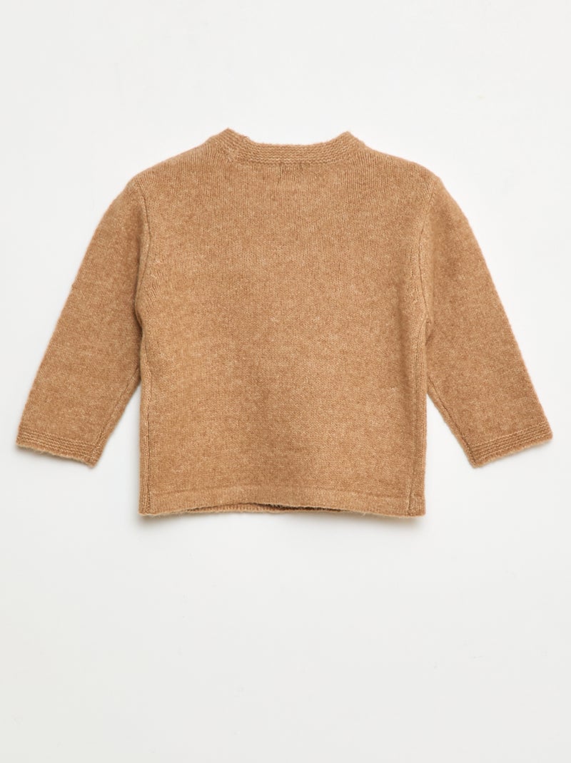 Pull à col rond avec broderies Beige - Kiabi