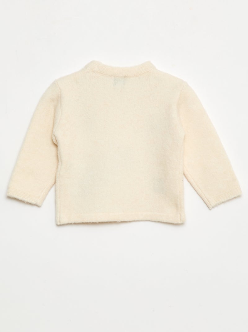 Pull à col rond avec broderies Blanc - Kiabi