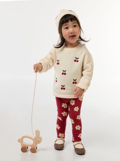 Pull à col rond avec broderies - Kiabi