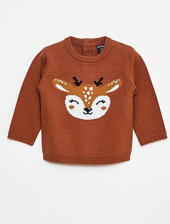 Pull à col rond avec 'cerf' imprimé