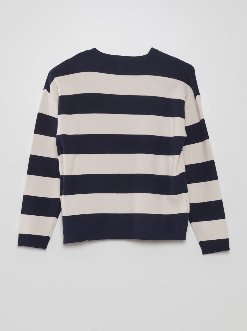 Pull Rayé à Col Rond Pour Filles