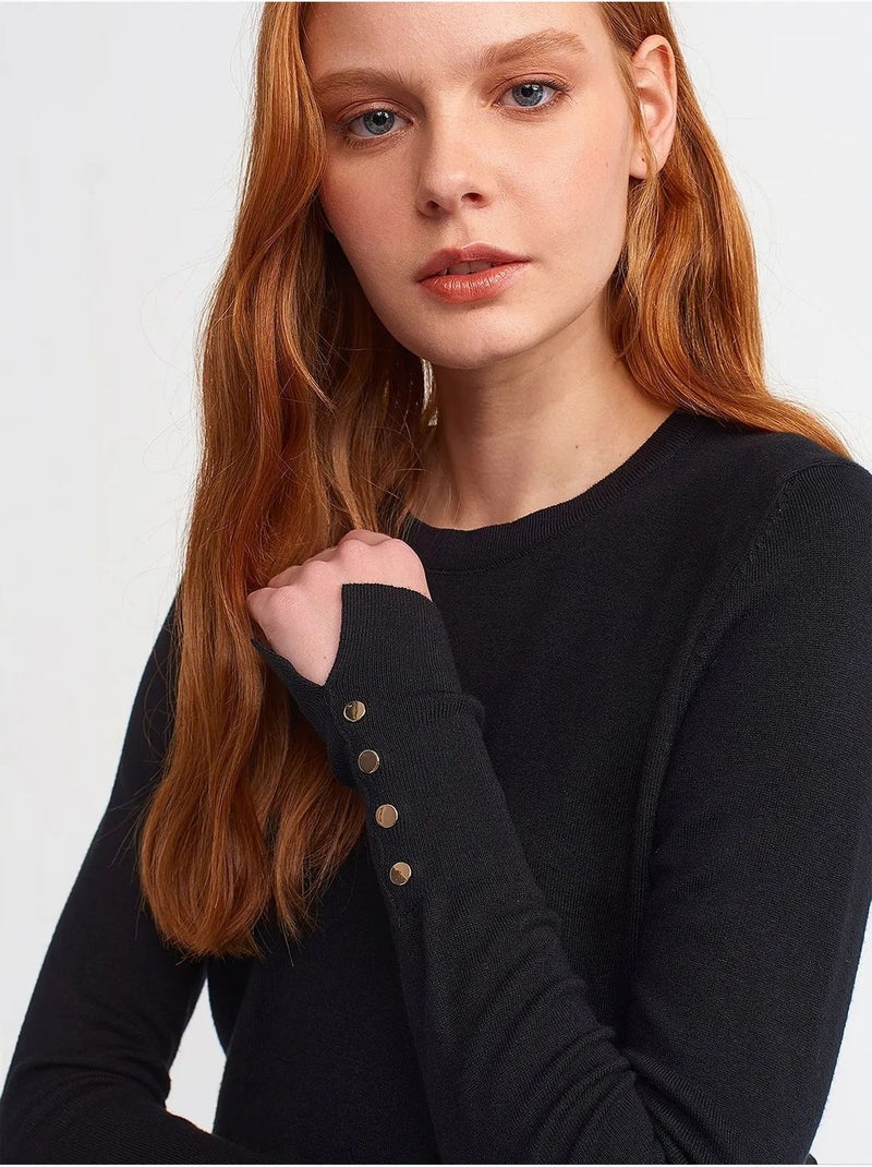 Pull à col rond côtelé, coupe ajustée dilvin Noir - Kiabi