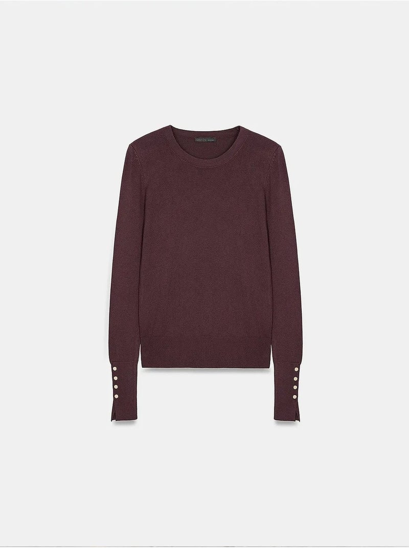 Pull à col rond côtelé, coupe ajustée dilvin Rouge bordeaux - Kiabi