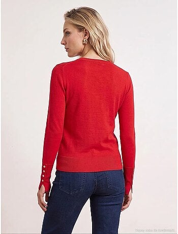 Pull à col rond côtelé, coupe ajustée dilvin