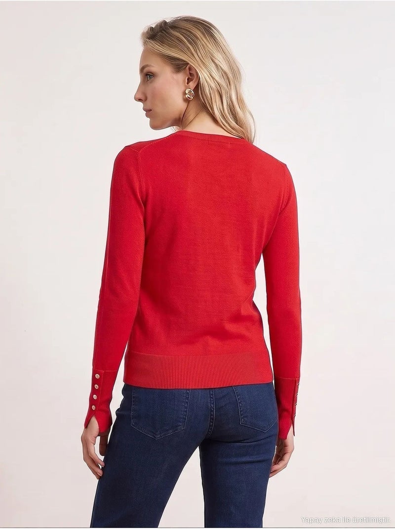 Pull à col rond côtelé, coupe ajustée dilvin Rouge - Kiabi