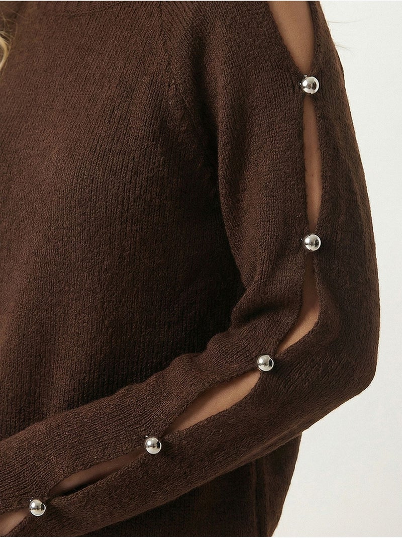 Pull à col rond découpé istanbul Marron chocolat - Kiabi