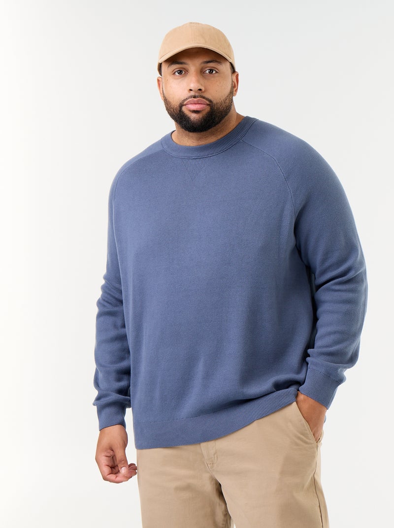 Pull à col rond en grosse jauge Bleu - Kiabi