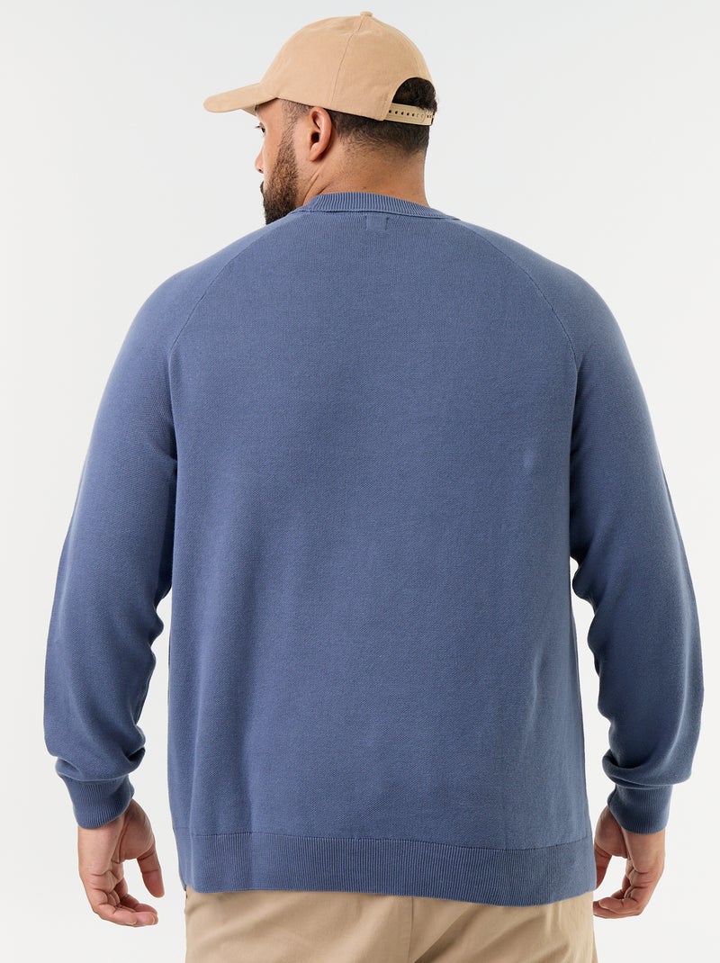 Pull à col rond en grosse jauge Bleu - Kiabi