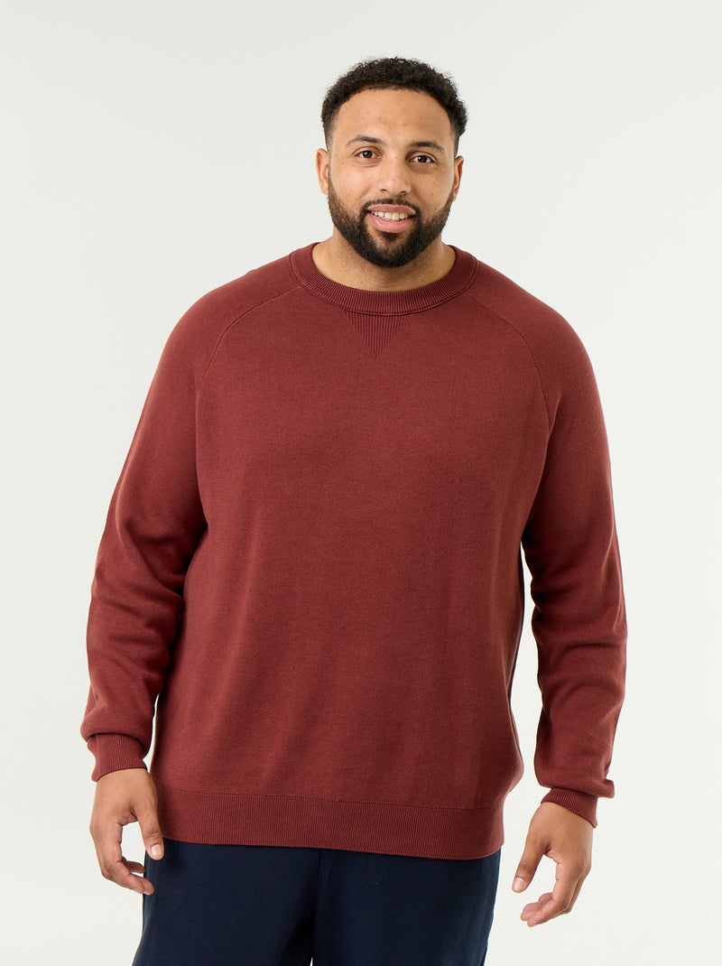 Pull à col rond en grosse jauge Marron - Kiabi