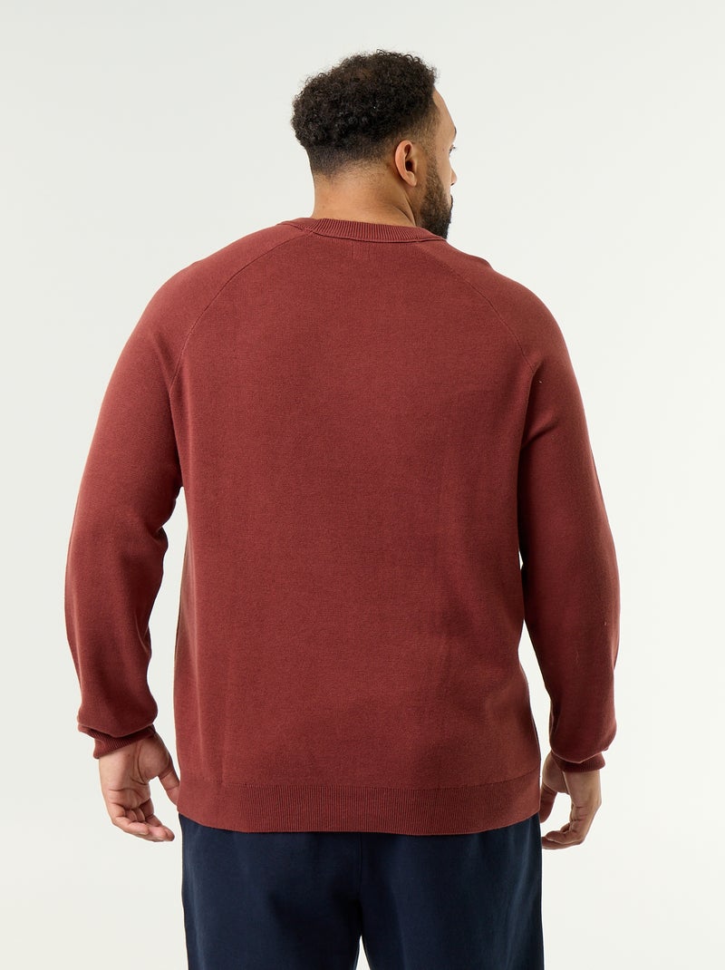 Pull à col rond en grosse jauge Marron - Kiabi
