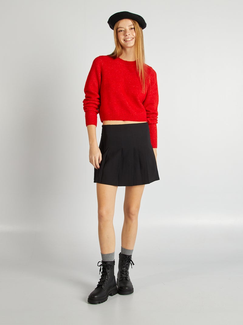 Pull à col rond en laine mélangée Rouge - Kiabi