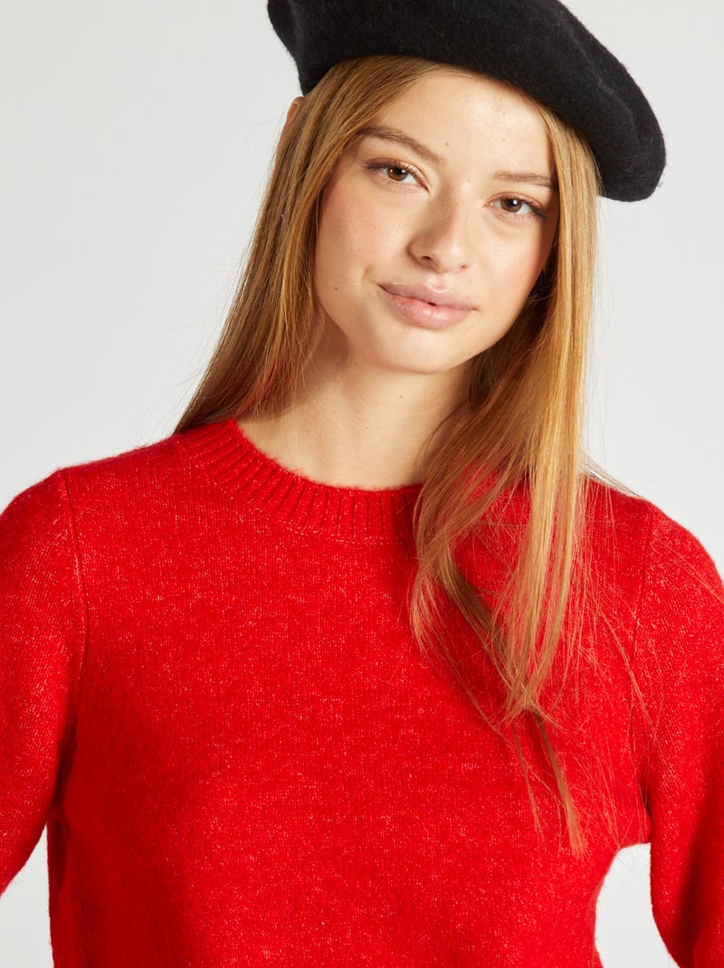 Pull à col rond en laine mélangée - Rouge - Ado fille - 3.90€ - Kiabi