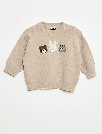 Pull à col rond en maille avec broderies