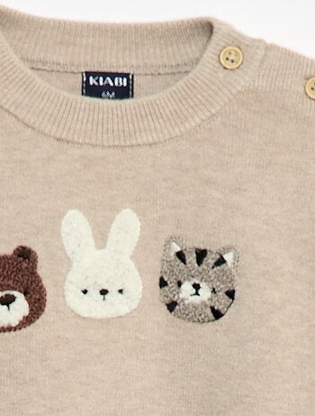 Pull à col rond en maille avec broderies