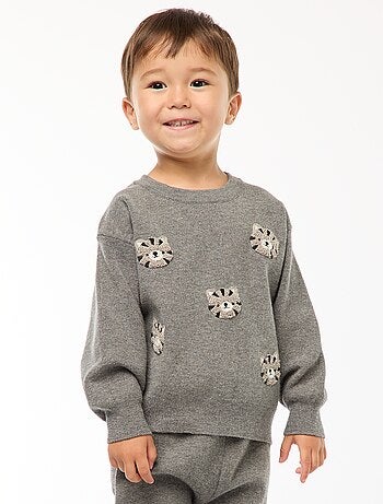 Pull à col rond en maille avec broderies