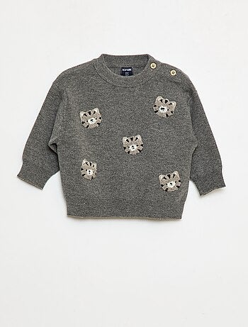 Pull à col rond en maille avec broderies