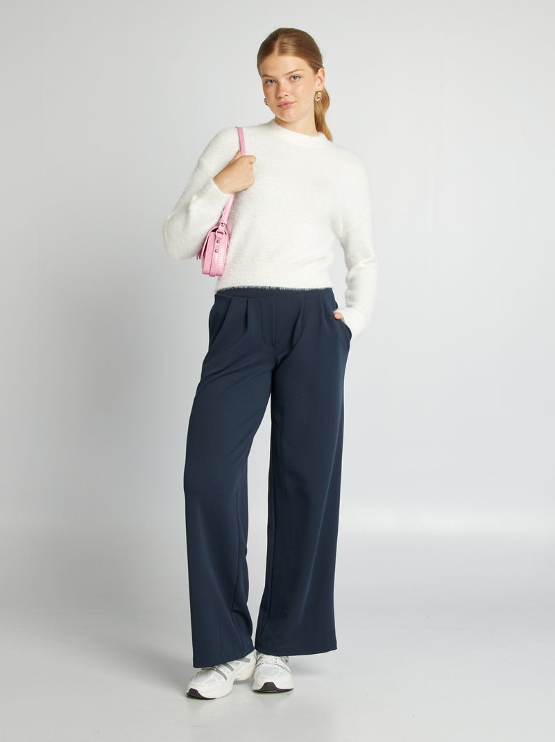 Pull à col rond en maille douce blanc - Kiabi