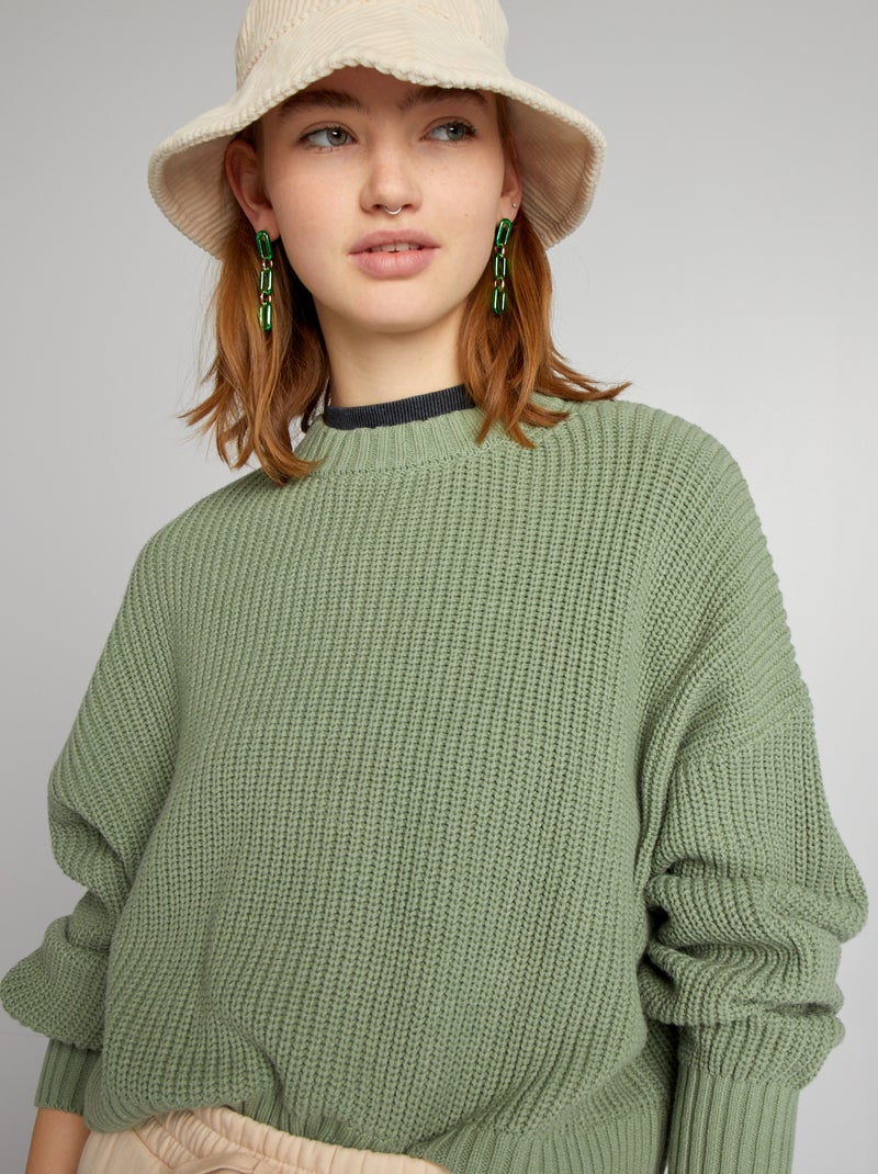 Pull col camionneur garçon beige chiné