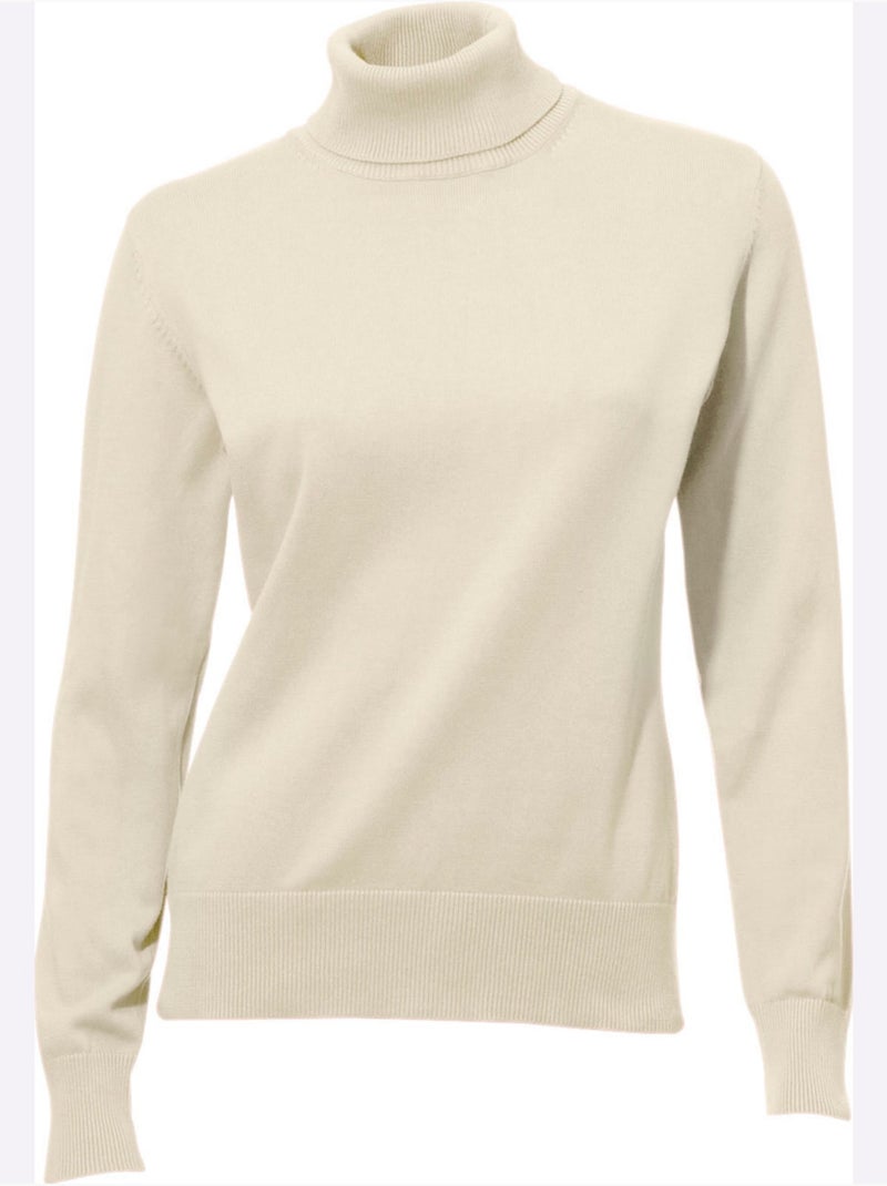 Pull à col roulé - taille standard - helline Blanc cassé - Kiabi