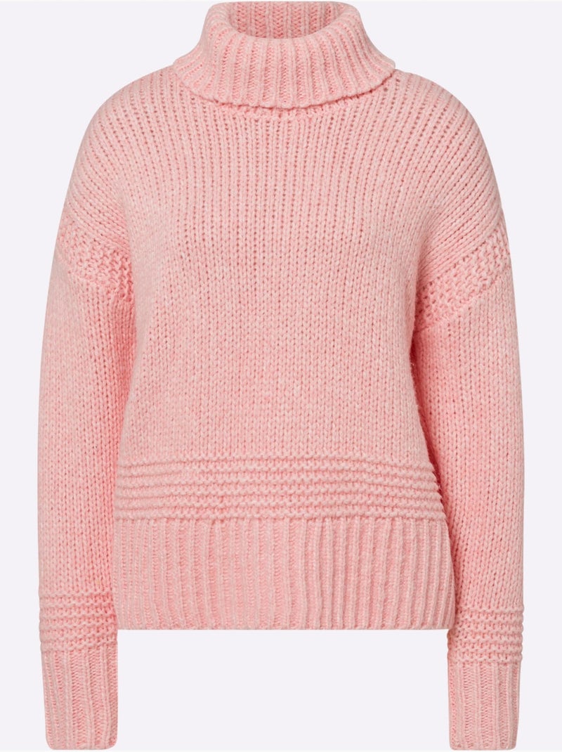 Pull à col roulé 13% laine - taille standard - helline Rose - Kiabi