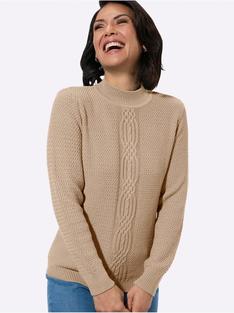 Pull à Col Roulé 50% Coton - Taille Standard - Witt Beige - Kiabi