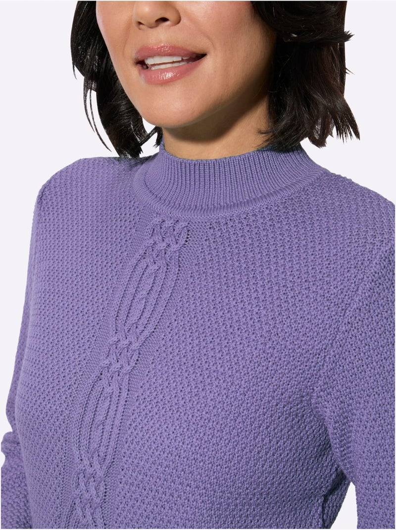 Pull à Col Roulé 50% Coton - Taille Standard - Witt Lavande - Kiabi