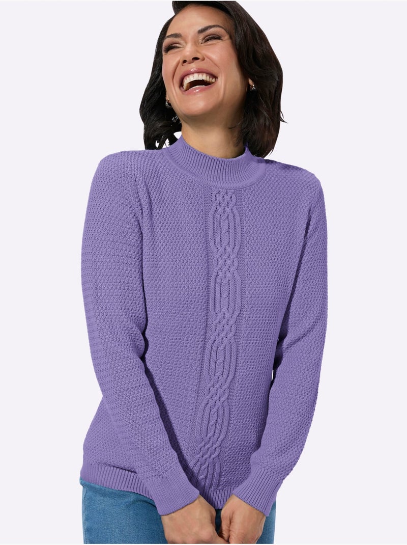 Pull à Col Roulé 50% Coton - Taille Standard - Witt Lavande - Kiabi