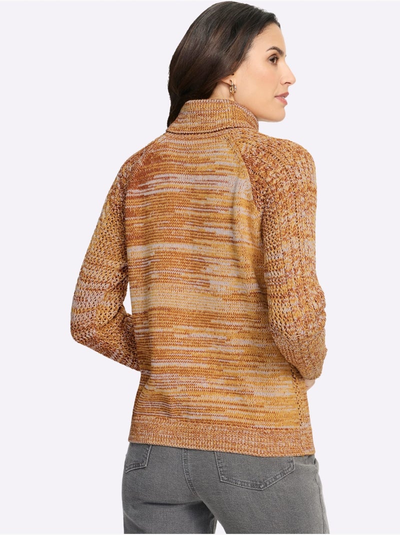 Pull à Col Roulé 50% Coton - Taille Standard - Witt Ocre - Kiabi