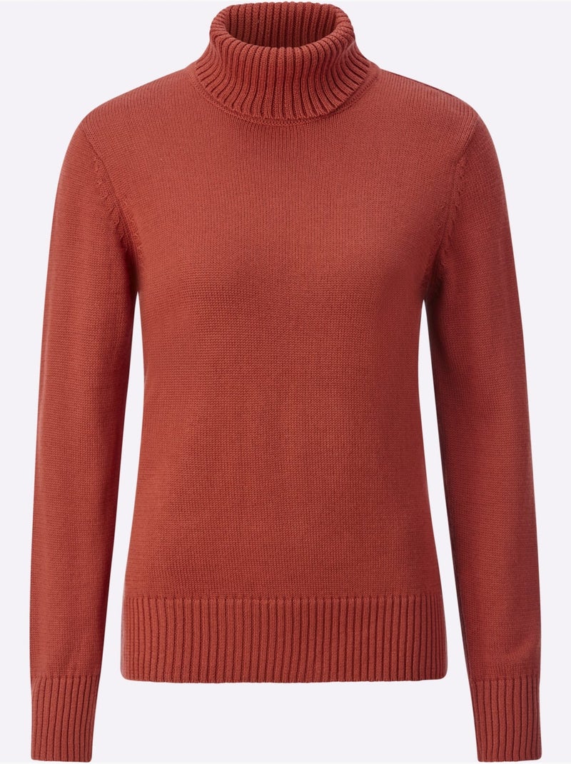 Pull à col roulé 50% coton - taille standard - witt Orange/Rouge - Kiabi