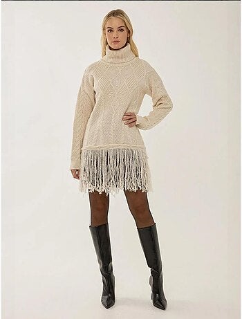 Pull à col roulé à pompons